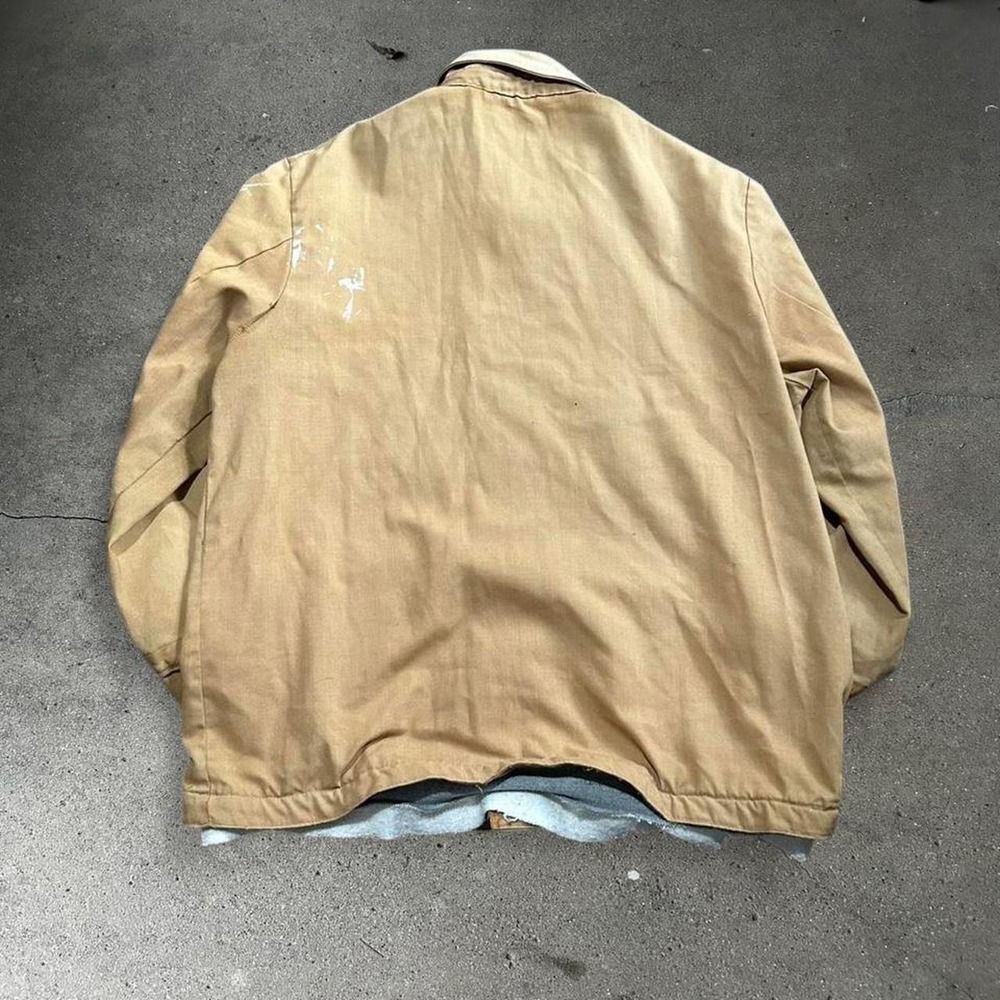 Vintage 80s men's distressed tan button up hunting jacket - Picture 2 of 5